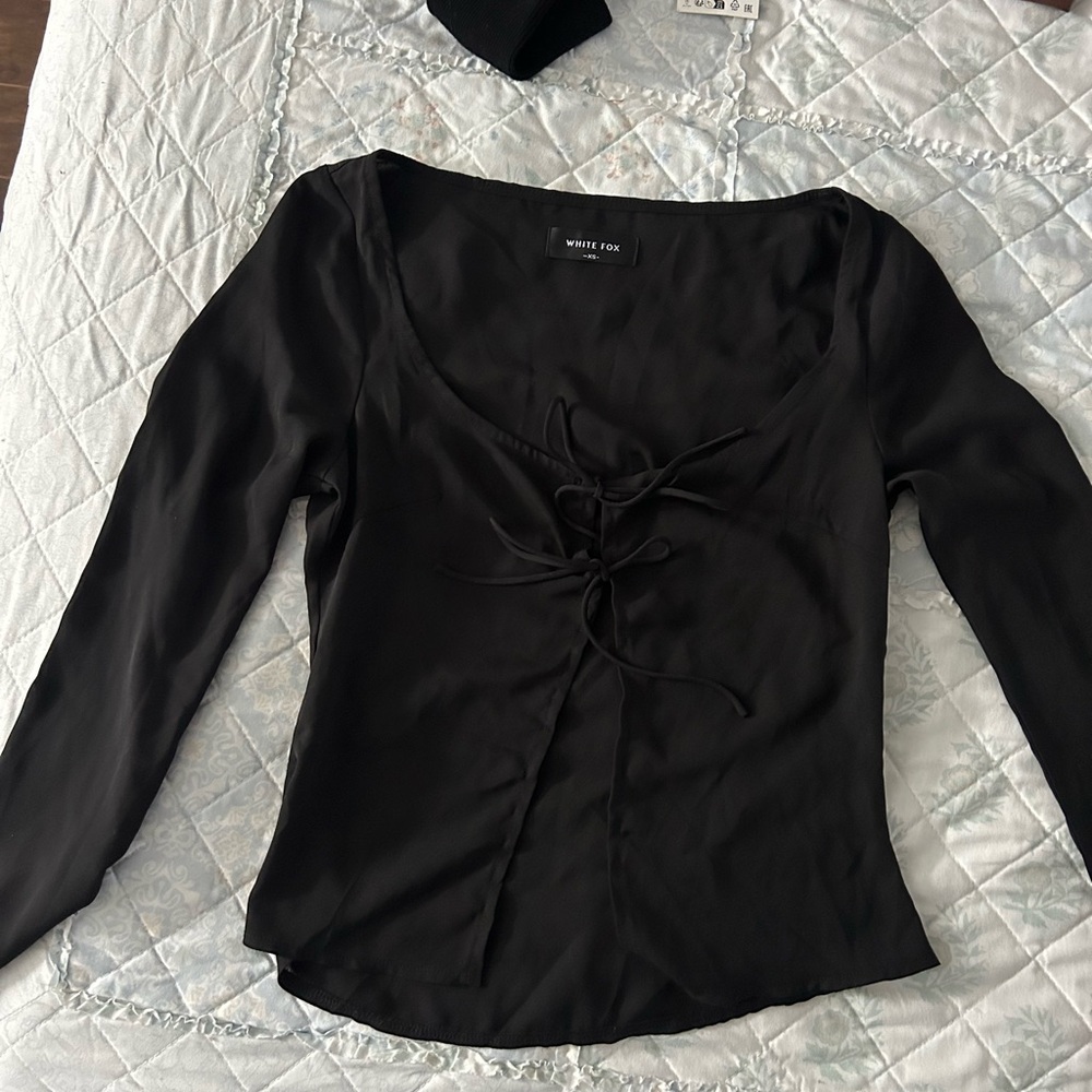 White Fox Boutique Tie Front Longsleeve